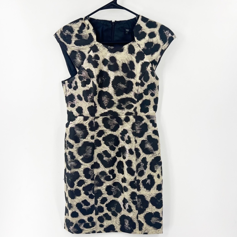 ✅TIBI LEOPARD PRINT CAP SLEEVE MINI‎ DRESS SIZE 4 - Picture 2 of 10